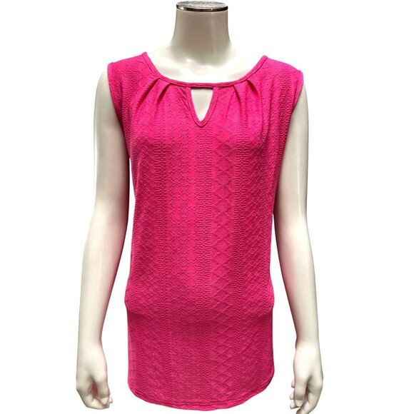 WiHoll Size XL NWT Hot Pink Textured Knit Sleeveless Top City Chic Bold Pop - Picture 2 of 10